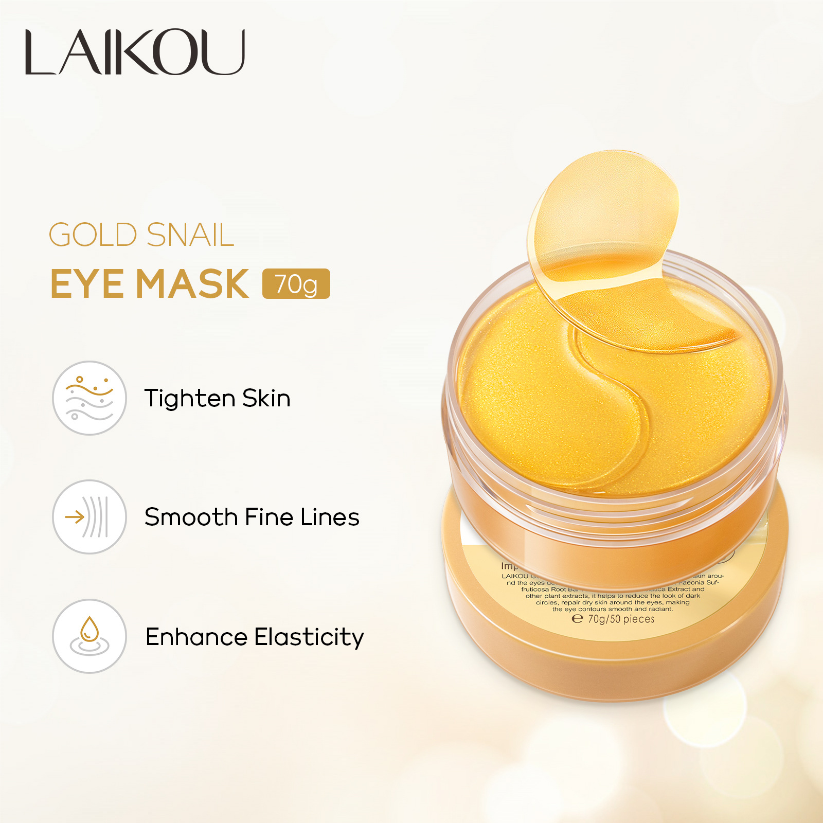 LAIKOU 50pcs Golden Snail Coll - đánh giá và giá Eye Pad Collagen